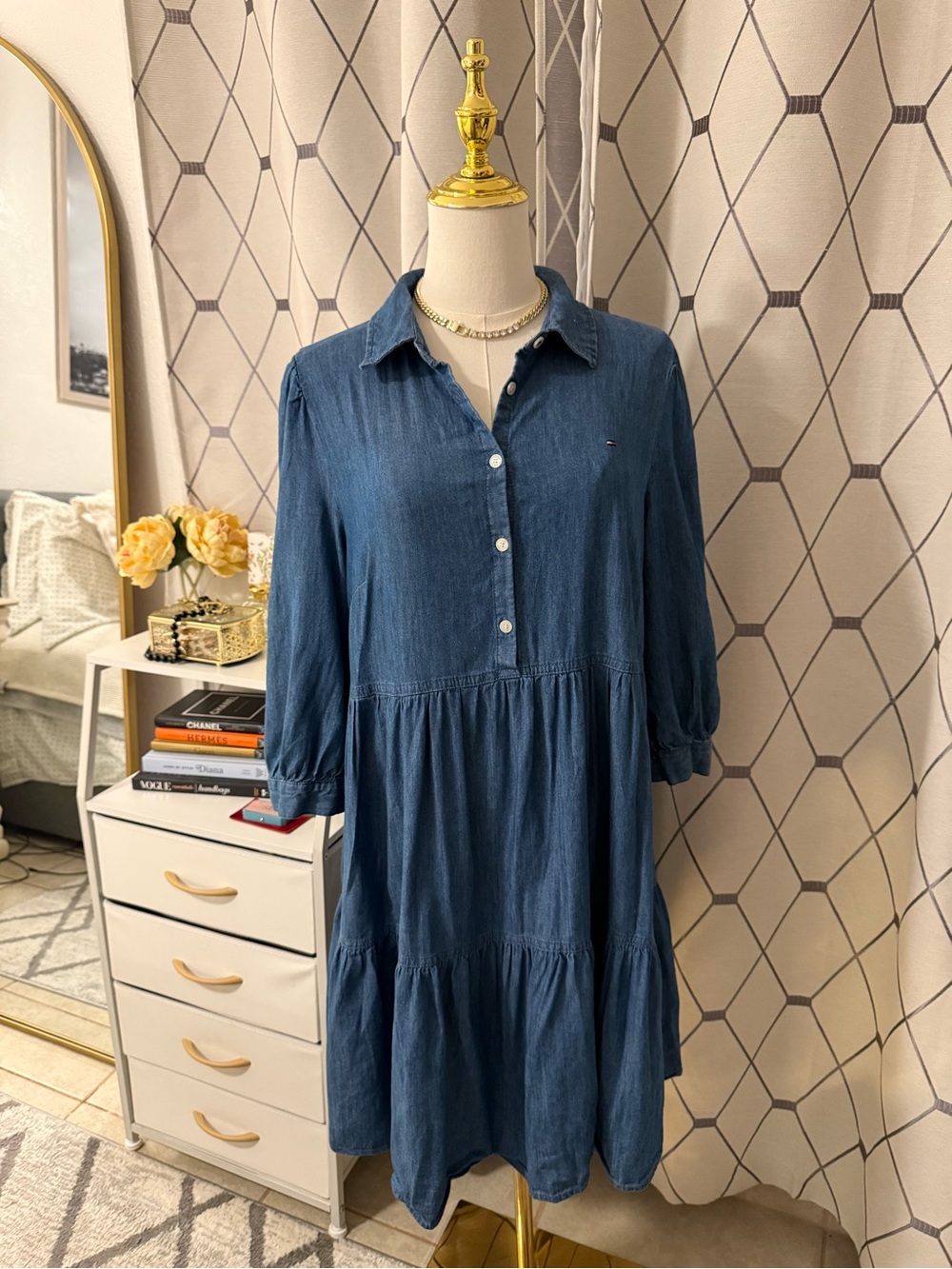 Tommy Hilfiger Denim Midi Shirt Dress in Blue